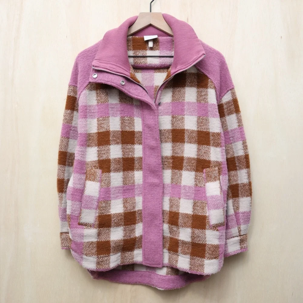 Varley Alma Jacket Caramel Midi Check Small - Picture 2 of 4
